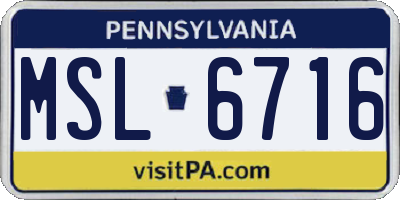 PA license plate MSL6716