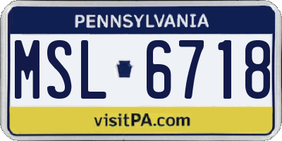 PA license plate MSL6718