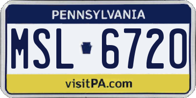 PA license plate MSL6720