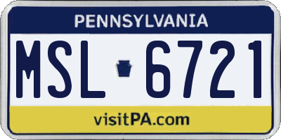 PA license plate MSL6721