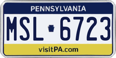 PA license plate MSL6723