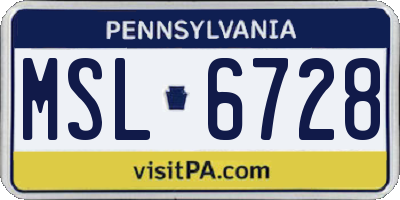 PA license plate MSL6728