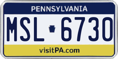 PA license plate MSL6730