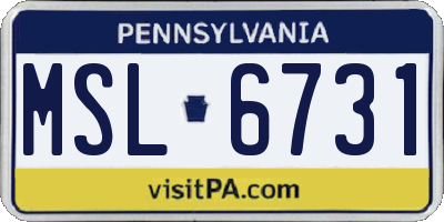 PA license plate MSL6731
