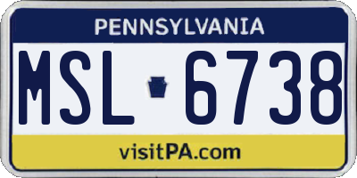 PA license plate MSL6738