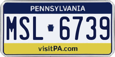 PA license plate MSL6739