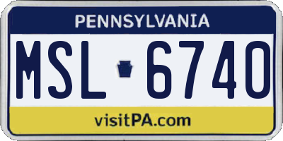 PA license plate MSL6740