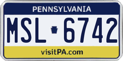 PA license plate MSL6742