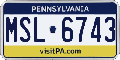 PA license plate MSL6743