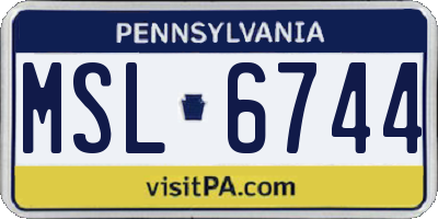 PA license plate MSL6744