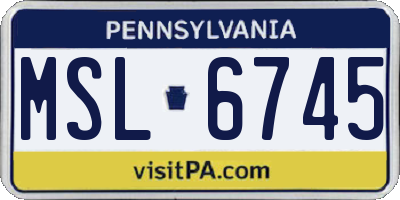 PA license plate MSL6745