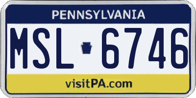 PA license plate MSL6746
