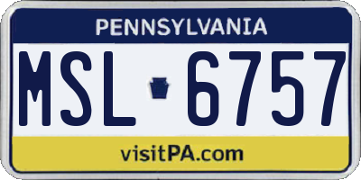 PA license plate MSL6757