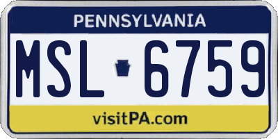 PA license plate MSL6759