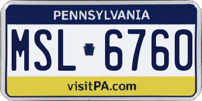 PA license plate MSL6760