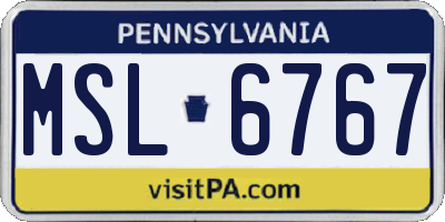 PA license plate MSL6767
