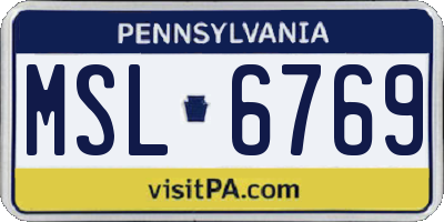 PA license plate MSL6769