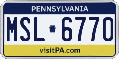 PA license plate MSL6770
