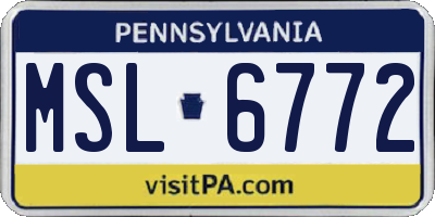 PA license plate MSL6772