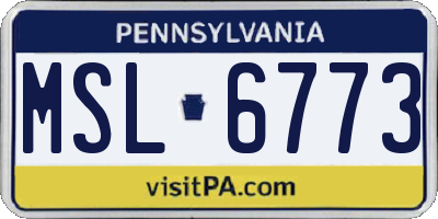 PA license plate MSL6773