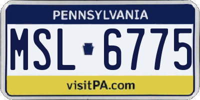PA license plate MSL6775