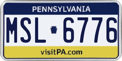 PA license plate MSL6776