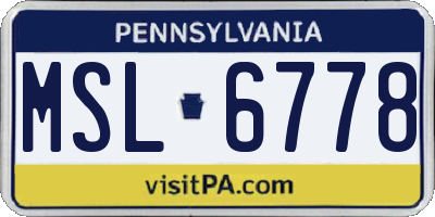 PA license plate MSL6778