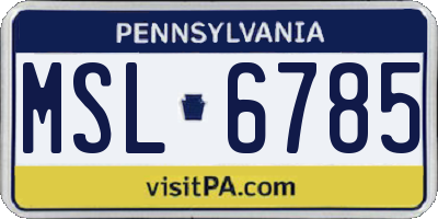 PA license plate MSL6785