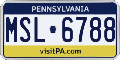 PA license plate MSL6788