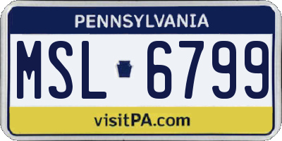 PA license plate MSL6799