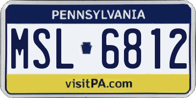 PA license plate MSL6812