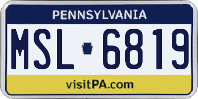 PA license plate MSL6819