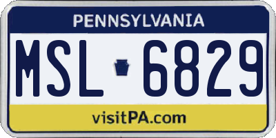 PA license plate MSL6829