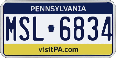 PA license plate MSL6834