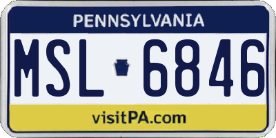 PA license plate MSL6846