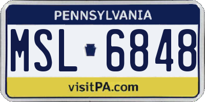 PA license plate MSL6848