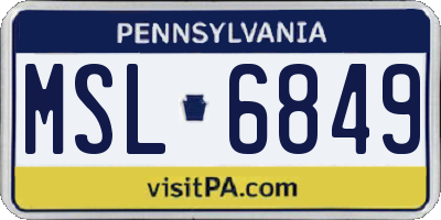 PA license plate MSL6849
