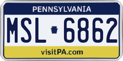 PA license plate MSL6862