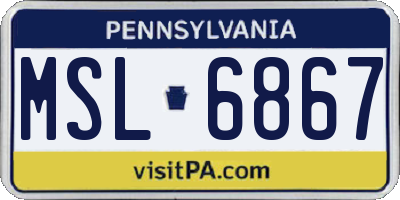 PA license plate MSL6867