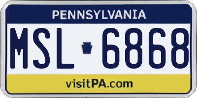 PA license plate MSL6868