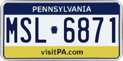 PA license plate MSL6871