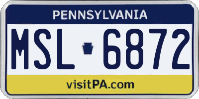 PA license plate MSL6872