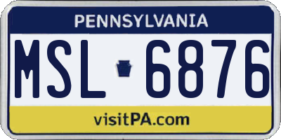 PA license plate MSL6876