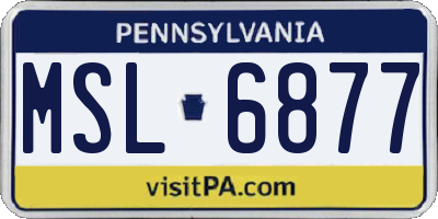 PA license plate MSL6877