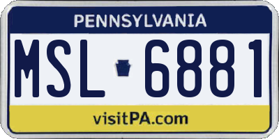 PA license plate MSL6881