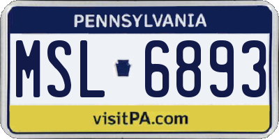 PA license plate MSL6893