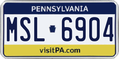 PA license plate MSL6904
