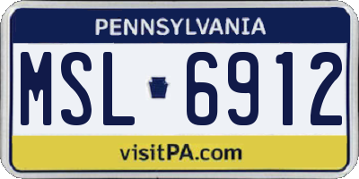 PA license plate MSL6912