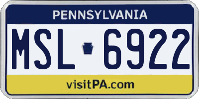 PA license plate MSL6922