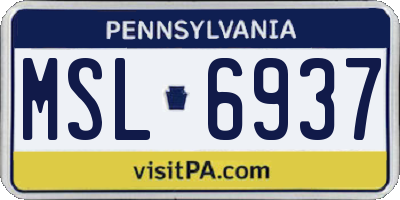 PA license plate MSL6937